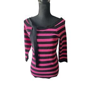 INC International Concepts Black & Pink Striped Tie Detail Blouse – Women’s